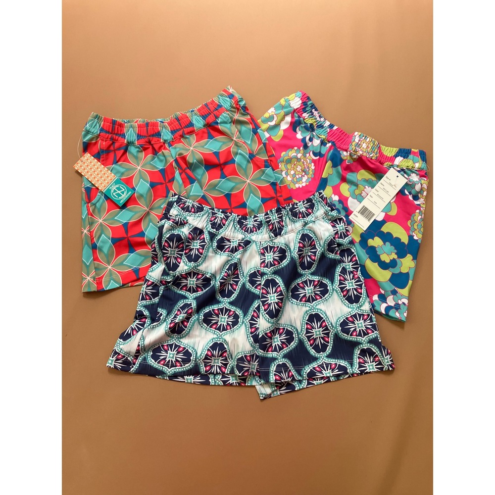 New Tracy Negoshian Shorts Elastic Waist Geometric Print XXS Lot of 3 pockets